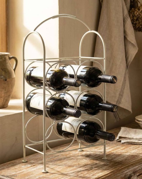 Weinregal Metall Weiß Flaschenregal für 6 Flaschen Standregal Vintage-Stil