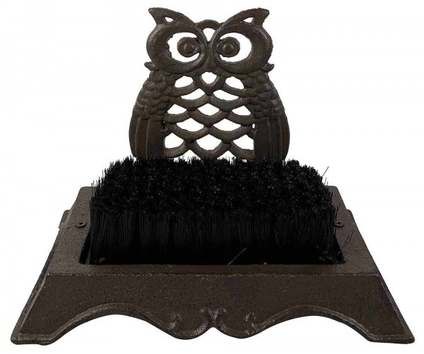 Schuhabstreifer Eule Schuhbürste Gusseisen Braun Nostalgie Fußabtreter Antik-Stil