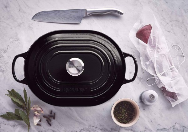 Le Creuset Oblong Signature Gusseisen Schwarz 31cm