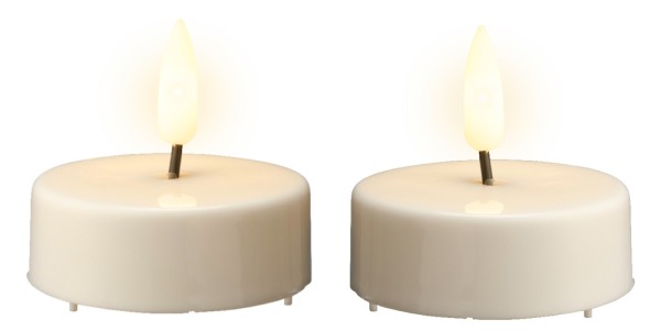LED Teelichter warmweiß 2 Stück Teelicht flackernd Batteriebetrieb mit Timer
