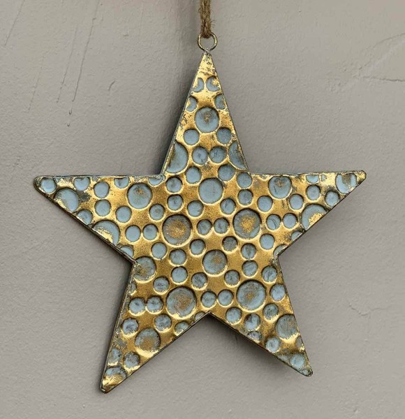 Weihnachtsstern Metall gold Vintage-Stil Stern Punkte Hängedeko Weihnachten 28cm