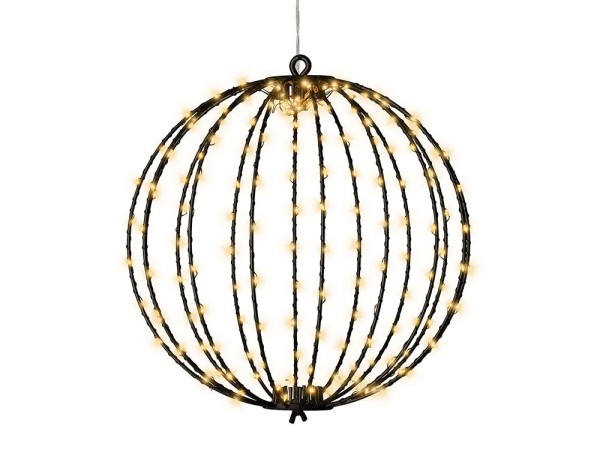 Leuchtkugel Weihnachten zum Hängen LED Kugel Metall Schwarz Stecker Timer Outdoor