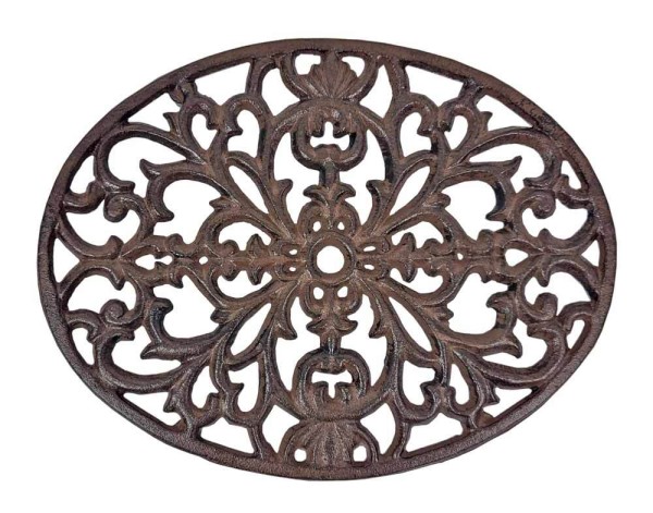 Topfuntersetzer Oval Untersetzer Vintage Gusseisen Braun Antik-Stil 24cm