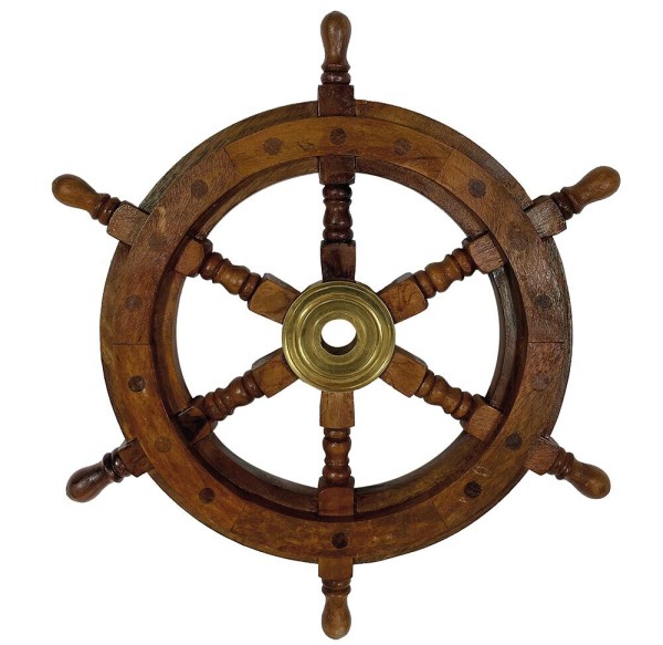 Schiffssteuerrad Ruder Steuerrad Schiff Holz Messing Maritim Nostalgie 32 cm