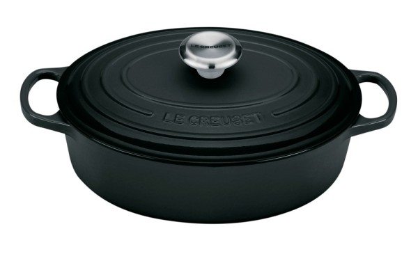Le Creuset Gourmet-Bräter Signature Oval Guss Schwarz 27cm