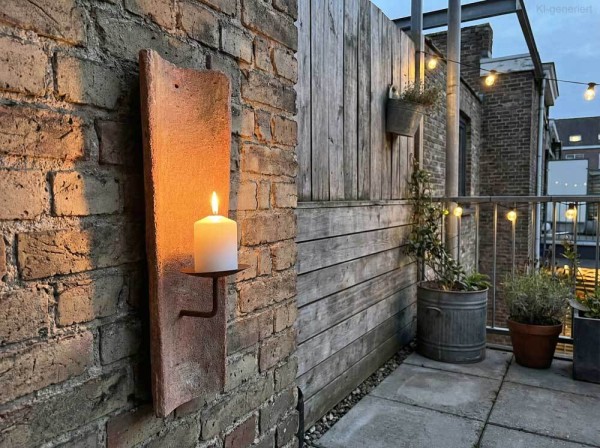 Echt Antiker Dachziegel mit Kerzenhalter 45-48 cm Mediterran Wandkerzenhalter