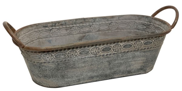 Zinktopf Pflanztopf Zink Blumentopf Oval Lang mit Griffen Landhausstil
