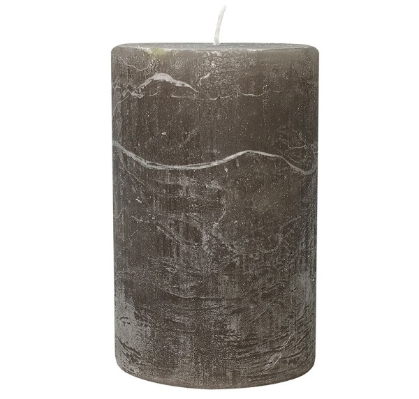 4 Rustic Stumpenkerzen Premium Kerze Dark Taupe 7x12cm - 55 Std Brenndauer