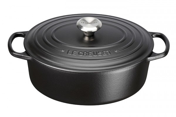 Le Creuset Bräter Signature Oval Gusseisen Schwarz 40cm