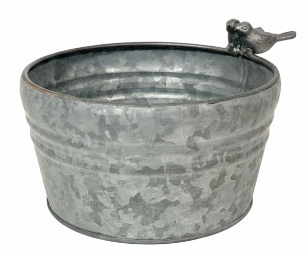 Blumentopf Rund Vögel Zink Vintage Stil Pflanztopf Übertopf Metall