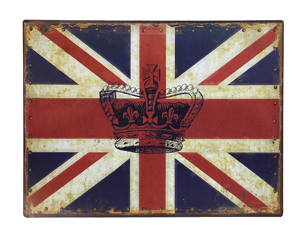 Blechschild England Fahne Union Jack Krone Großbritannien Vintage 25x33cm