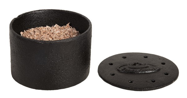 Räucherbox BBQ Gusseisen Braun Grill Räucherdose Smoker mit Holzschnipsel