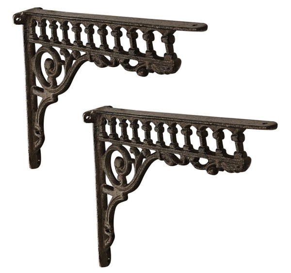 2 Regalträger Gründerzeit-Stil 2er-Set Regalhalter Regalwinkel Gusseisen Braun