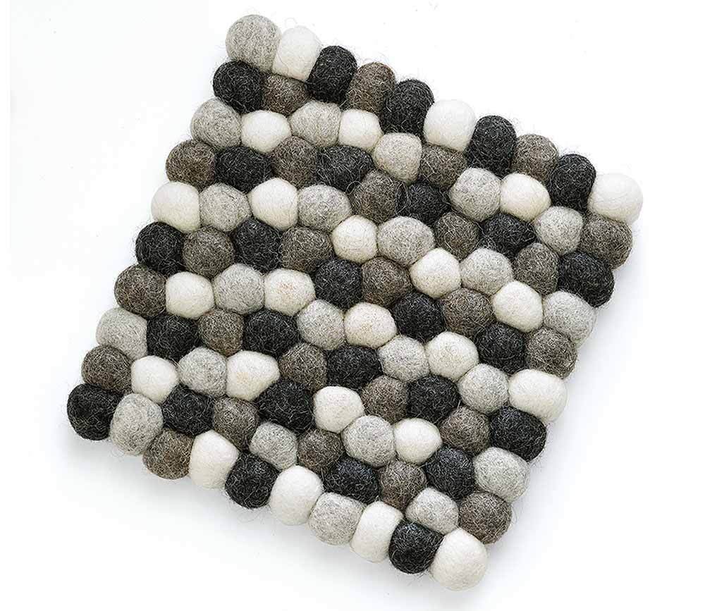 Cilio Untersetzer LANA GRIGIO quadratisch Schafwolle schwarz-weiß 21cm