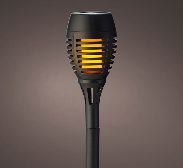 Solarleuchten Gartenfackel 4er Set Schwarz Flammeneffekt Solar Fackel Außen 27cm