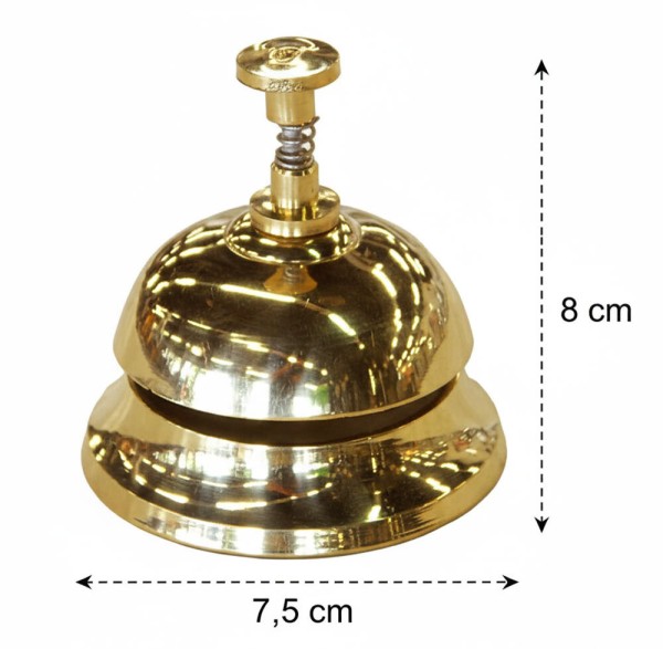 Rezeptionsklingel Tischglocke Hotelglocke Tischklingel Messing Antik-Stil 7,5cm