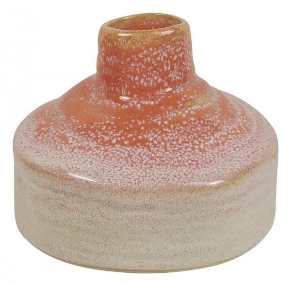 Blumenvase Keramik Orange Handgefertigt Flaschenform Mediterran Vintage 13cm