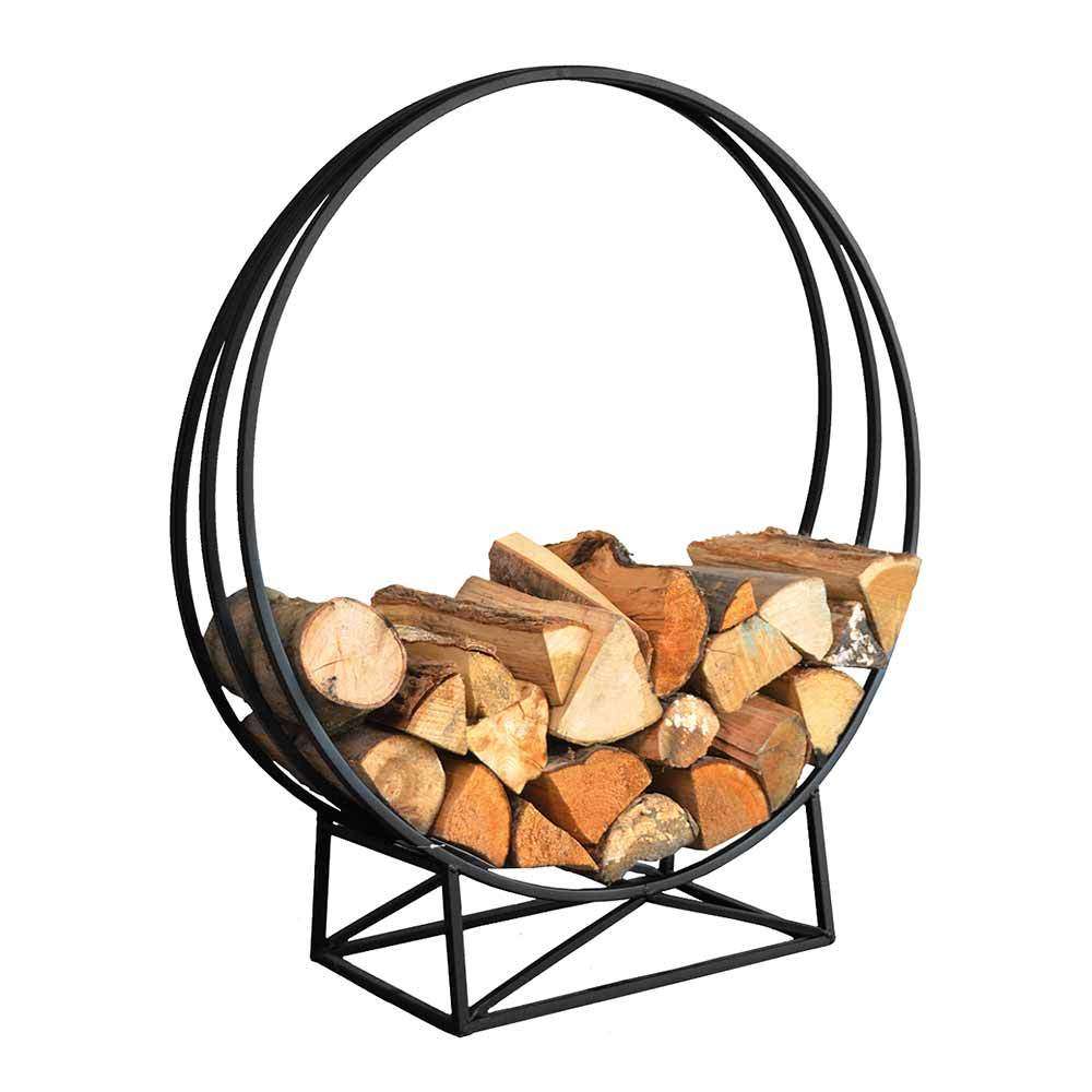 MR. DEKO Kaminholzregal Rund 80cm - Schwarzes Metallregal Für Wohnzimmer & Garten