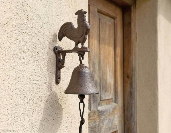 Türglocke Hahn Glocke Landhausstil Gusseisen Rustikal Antik-Stil Braun