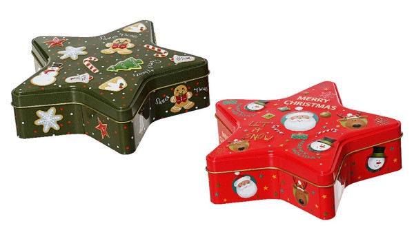 Keksdosen Set Weihnachten 2 Plätzchendosen Rot Grün Gebäckdosen Weihnachtsmotive