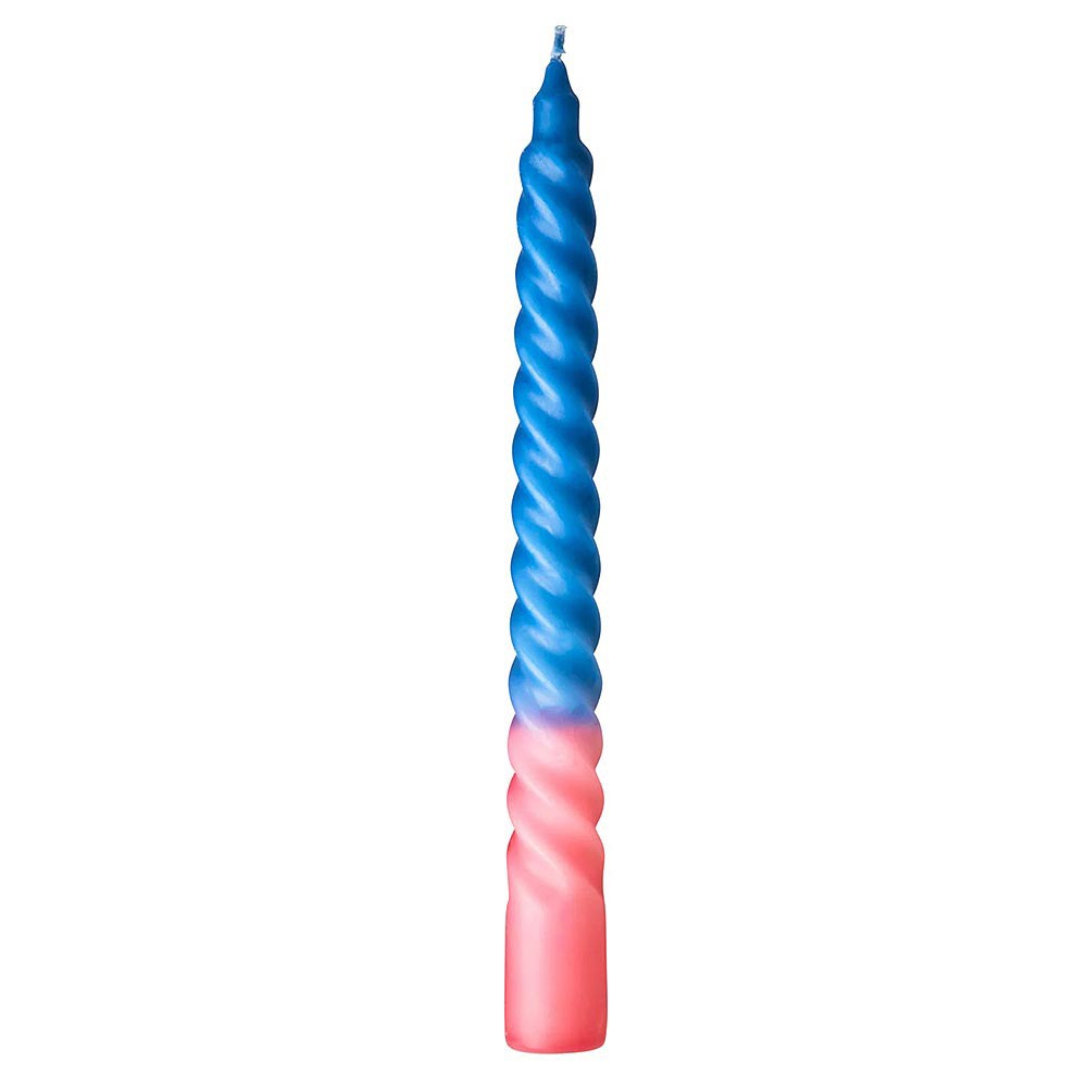 Rice Gedrehte Stabkerze Blau Pink Twisted Candle Spiralkerze 2-farbig 20cm