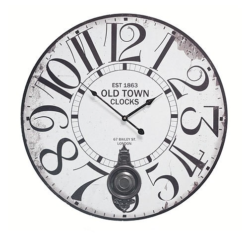 Große Wanduhr mit Pendel "Old Town London" Nostalgie Pendeluhr Antik-Stil 58 cm