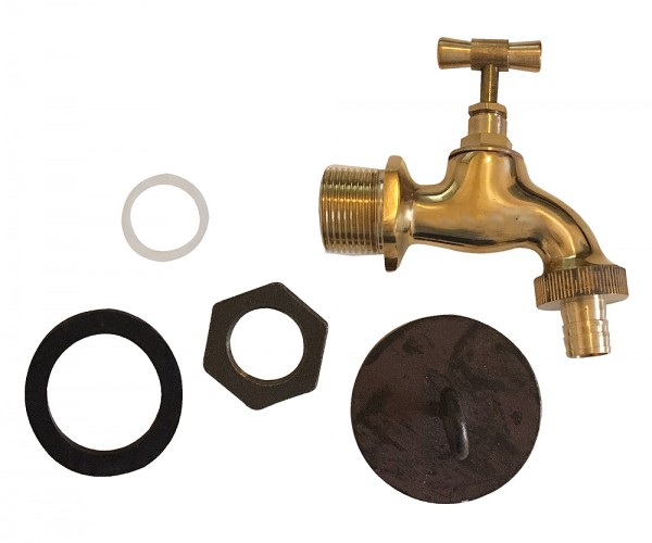 Wandbrunnen Antik-Stil Waschbecken mit Wasserhahn Nostalgie Metall Braun