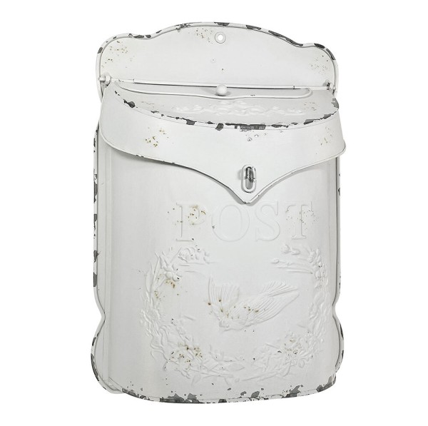 Briefkasten POST Zink weiß Postkasten mit Brieftaube Vintage Landhausstil