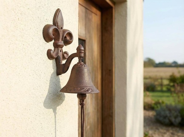 Türglocke Lilie Fleur-de-Lys Glocke Nostalgie Gusseisen Antik-Stil Braun