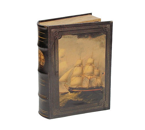Hohles Buch mit Geheimfach Buchversteck Segelschiff Antik-Stil