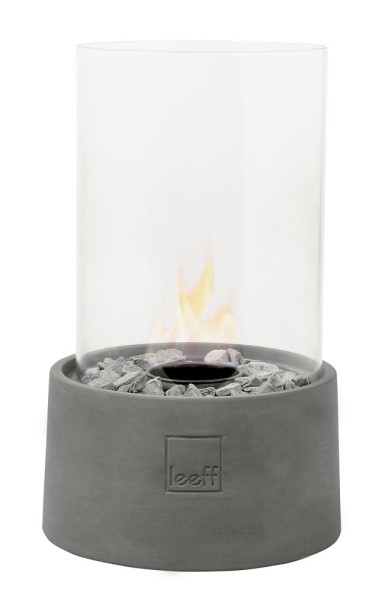 Leeff Stonefire Tischkamin Bio-Ethanol Tischfeuer Rund Grau 29 cm