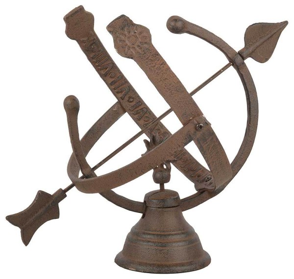 Sonnenuhr Antik-Stil Gusseisen Rostbraun Gartendeko 32cm