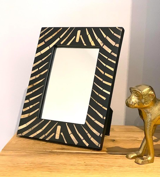 Kleiner Standspiegel Afrika Zebra-Optik Zum Hinstellen Tisch Kommode Kokosnuss