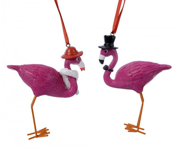 Christbaumfiguren Flamingo Paar Verliebt Pink Christbaumschmuck Christbaumhänger