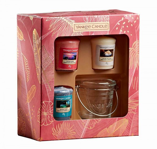 Yankee Candle Votivkerzenset mit 3 Kerzen + Votivkerzenhalter