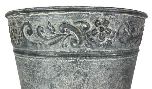 Zink Blumentopf Vintage-Stil Rund Pflanztopf Zinktopf Landhaus Grau Ø 15cm