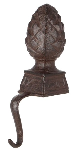 Dekohalter Haken für Kante Gusseisen Braun Tannen Zapfen Kantenhänger Vintage