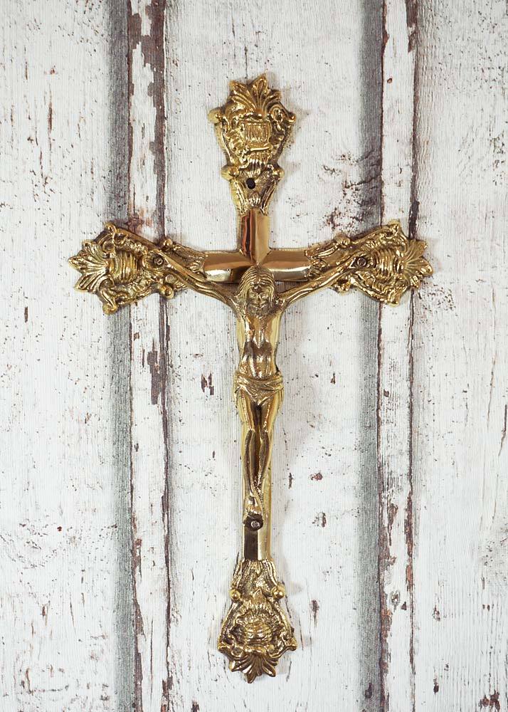 Wandkreuz aus Messing Kreuz zum Aufhängen Jesus-Christus Kruzifix