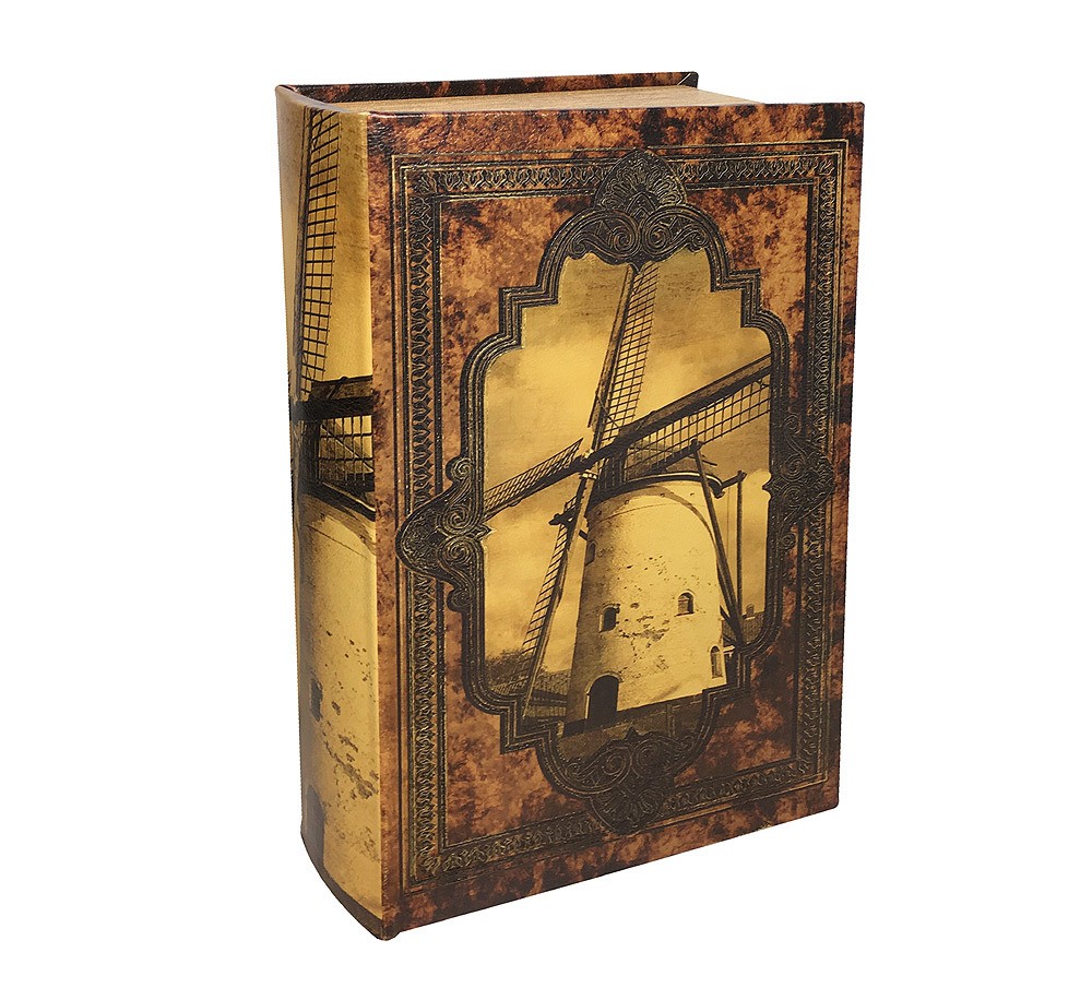 Hohles Buch mit Geheimfach Windmühle Antik-Stil Buchversteck 33cm
