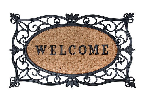 Nostalgische Fussmatte "Welcome" Fussabtreter Gummi / Kokos 45x75cm