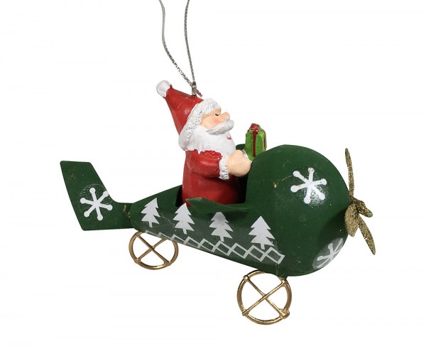Christbaumschmuck Weihnachtsmann im Flugzeug 2 Stück Weihnachsbaumschmuck