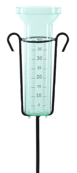Regenmesser mit Erdspiess Metall 75cm Niederschlagsmesser für Garten und Outdoor