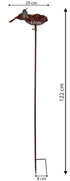 Vogeltränke Gartenstecker Vogelbad Futterstation Metall Stab Vogel Bunt 122cm