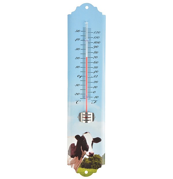 Wandthermometer Bauernhof-Motiv Kuh Thermometer Metall 30cm