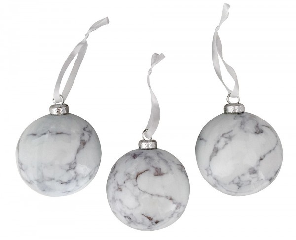 Christbaumkugeln Set Weiß Marmoriert Weihnachtskugeln Bruchfest