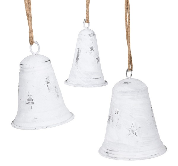 Glocken-Set Zink Weiß Weihnachtsglocke 3 Stück Nikolaus Weihnachtsdeko