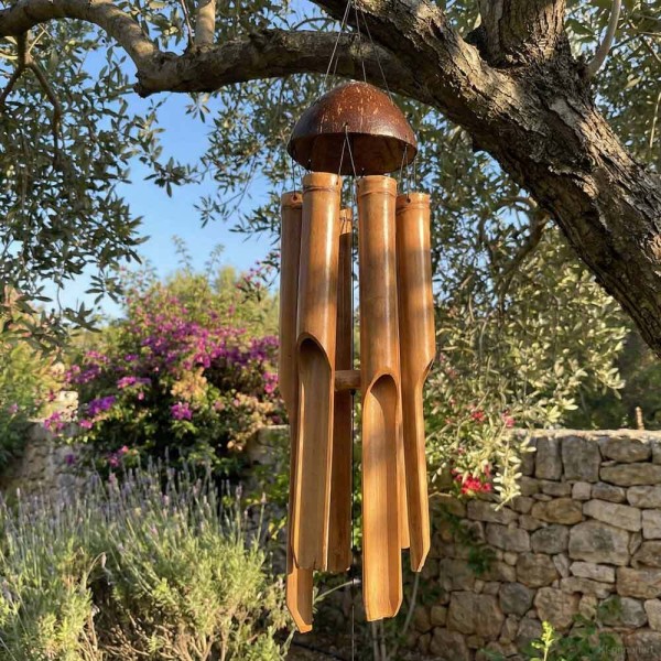 Windspiel Bambus Klangspiel Groß für Garten Balkon Feng Shui Schöner Klang 100cm