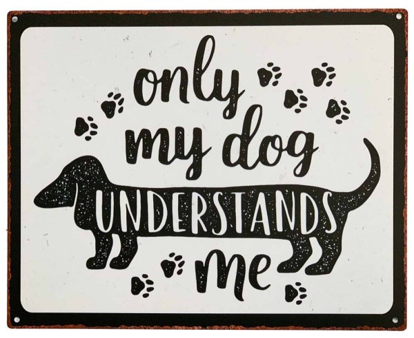 Blechschild Dackel Dachshund Retro Vintage-Deko für Hundefreunde 20 x 25 cm