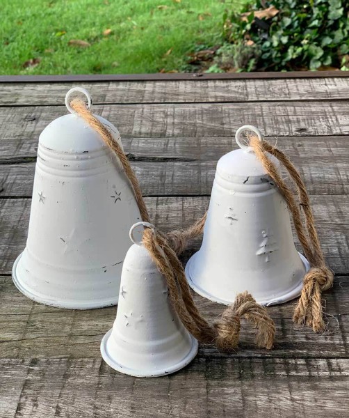 Glocken-Set Zink Weiß Weihnachtsglocke 3 Stück Nikolaus Weihnachtsdeko