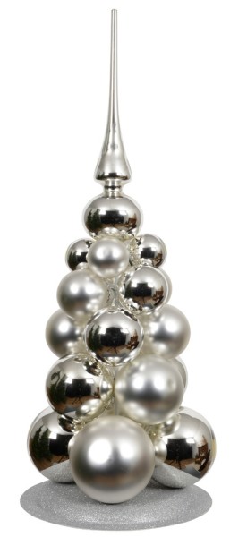 Künstlicher Weihnachtsbaum Silber aus Glas Christbaumkugeln und Christbaumspitze